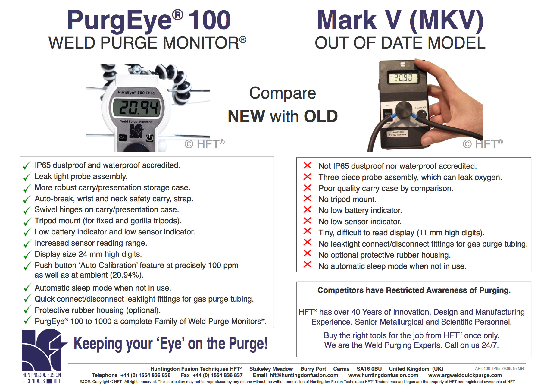 Argweld PurgEye 100 Comparison Weld Purge Monitor Oxygen Analyser