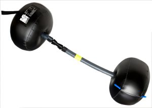 Inflatable black barbell for fitness training