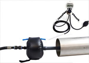 Inflatable pipe pressure testing device