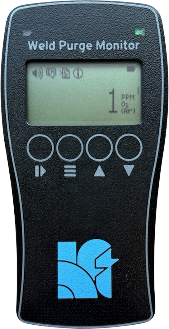 Weld purge monitor displaying oxygen level