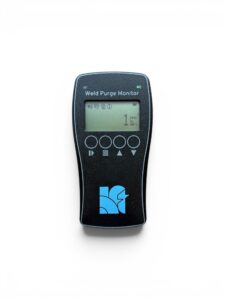 Digital weld purge monitor displayed on screen.