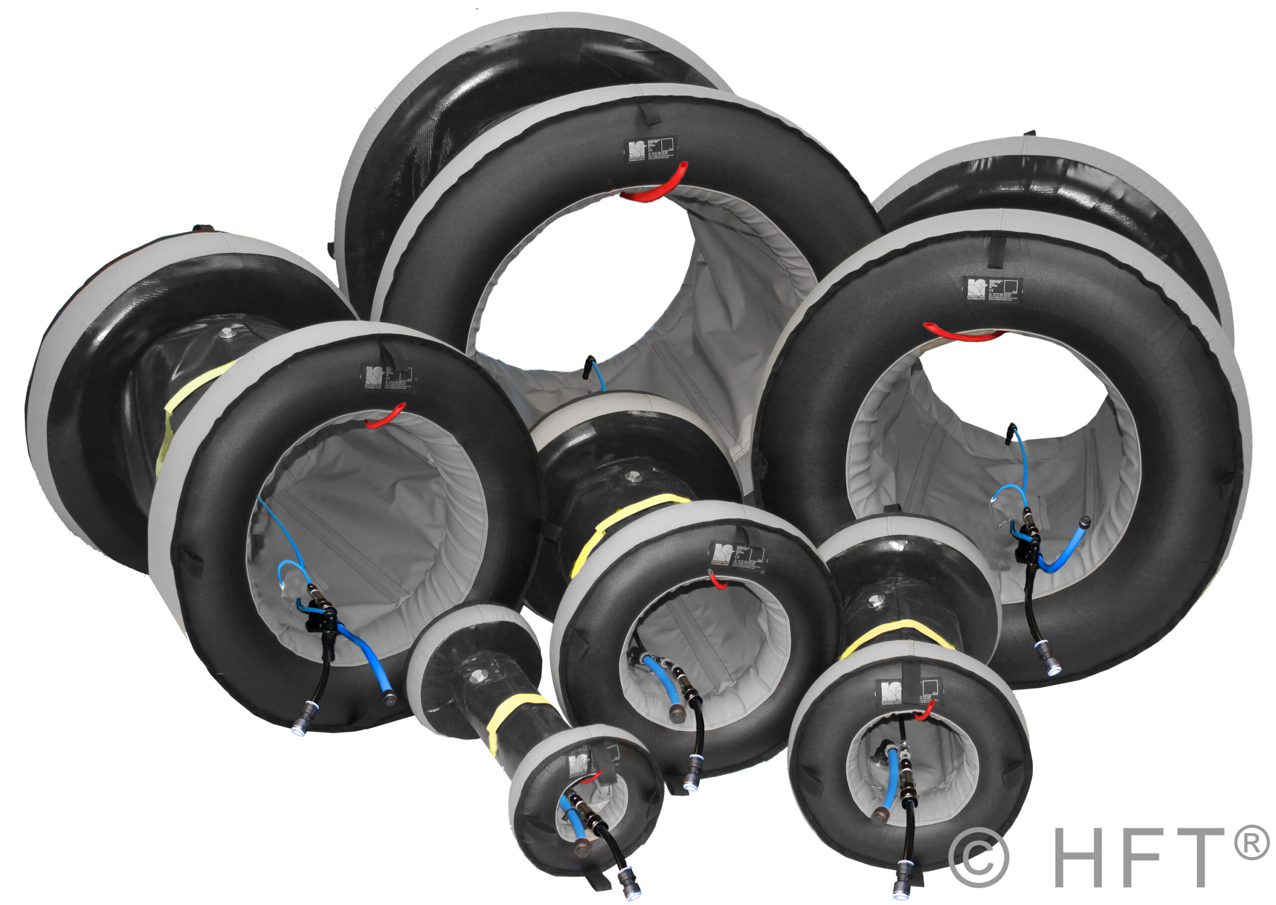 Inflatable pipe plugs in various sizes